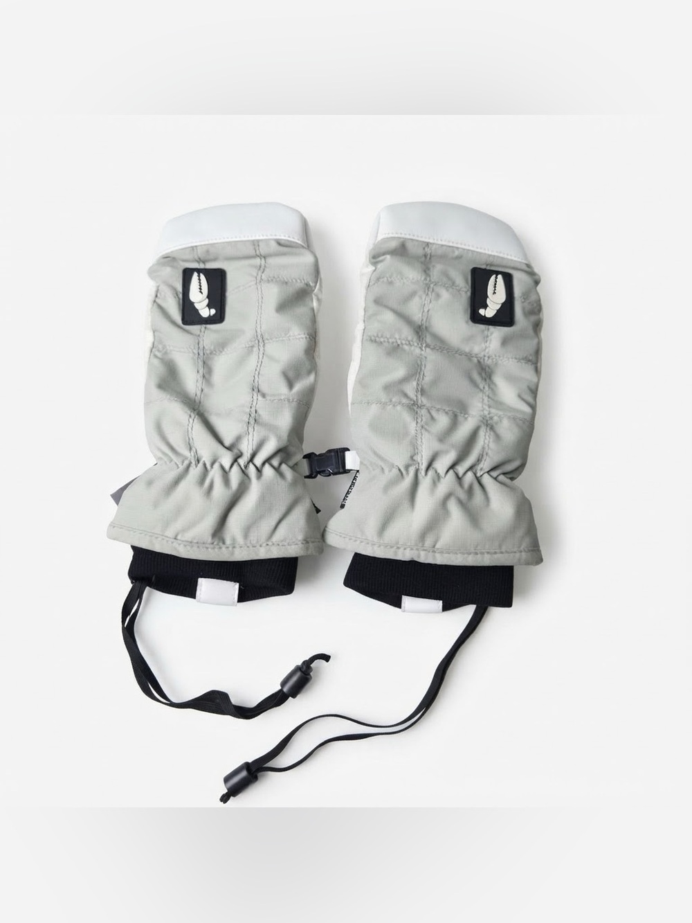 Crab Grab Snugger Mitten Snowboard Mitts Gray White Size S Primaloft